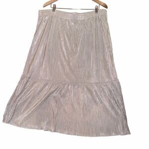 Time and tru gold shimmer mini pleated tiered long skirt plus size XXL whimsical